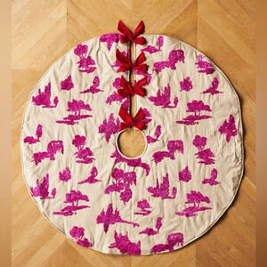 Anthropologie Bows Dorsey Tree Skirt Velvet embroidered large holiday Christmas